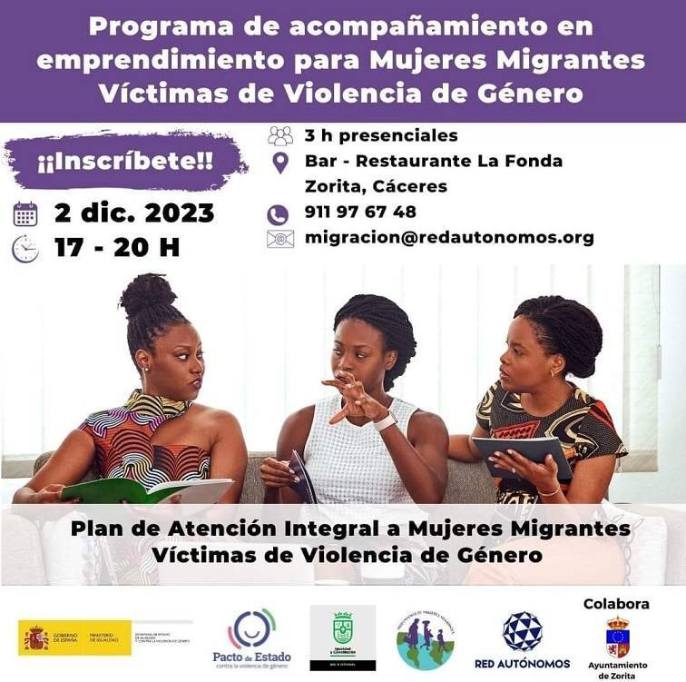 Programa de acompañamiento en emprendimiento para mujeres migrantes de víctimas de violencia de género (2023) - Zorita (Cáceres)