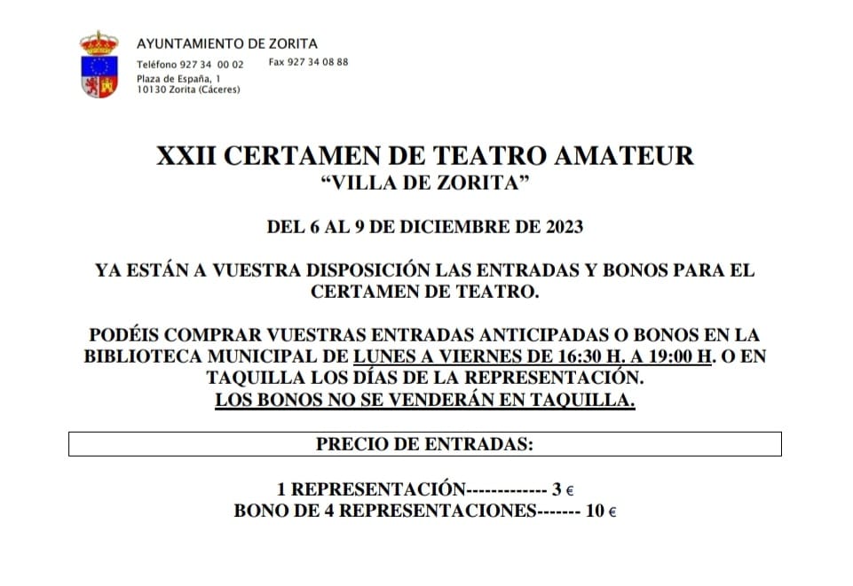 XXII Certamen de Teatro Amateur - Zorita (Cáceres) 2