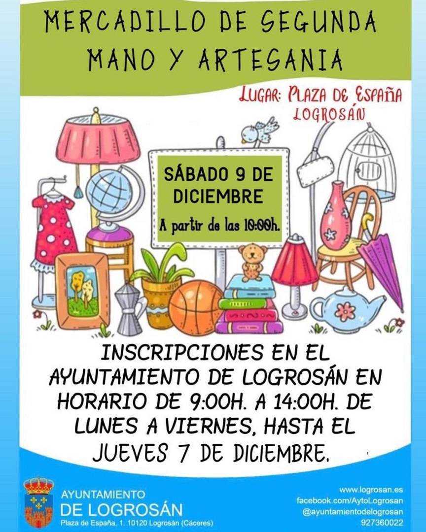 Mercadillo de segunda mano y artesanía (diciembre 2023) - Logrosán (Cáceres)