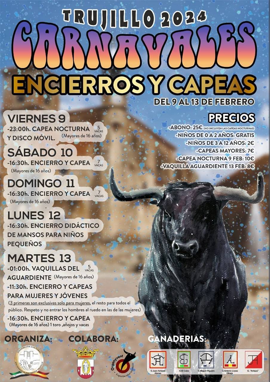 Encierros y capeas de carnaval (2024) - Trujillo (Cáceres)