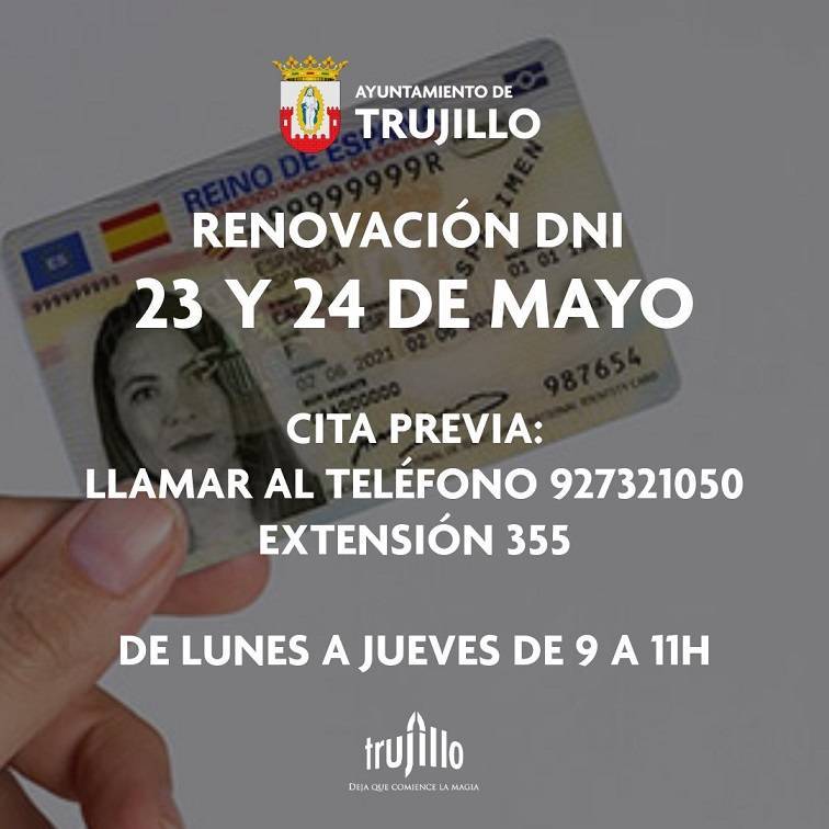 Renovación del DNI (mayo 2024) - Trujillo (Cáceres)