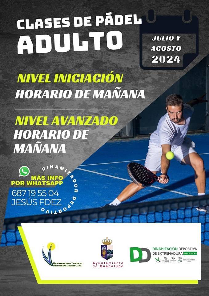 Clases de pádel para adultos (2024) - Guadalupe (Cáceres)