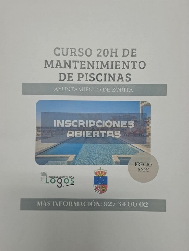 Curso de mantenimiento de piscinas (2025) - Zorita (Cáceres)