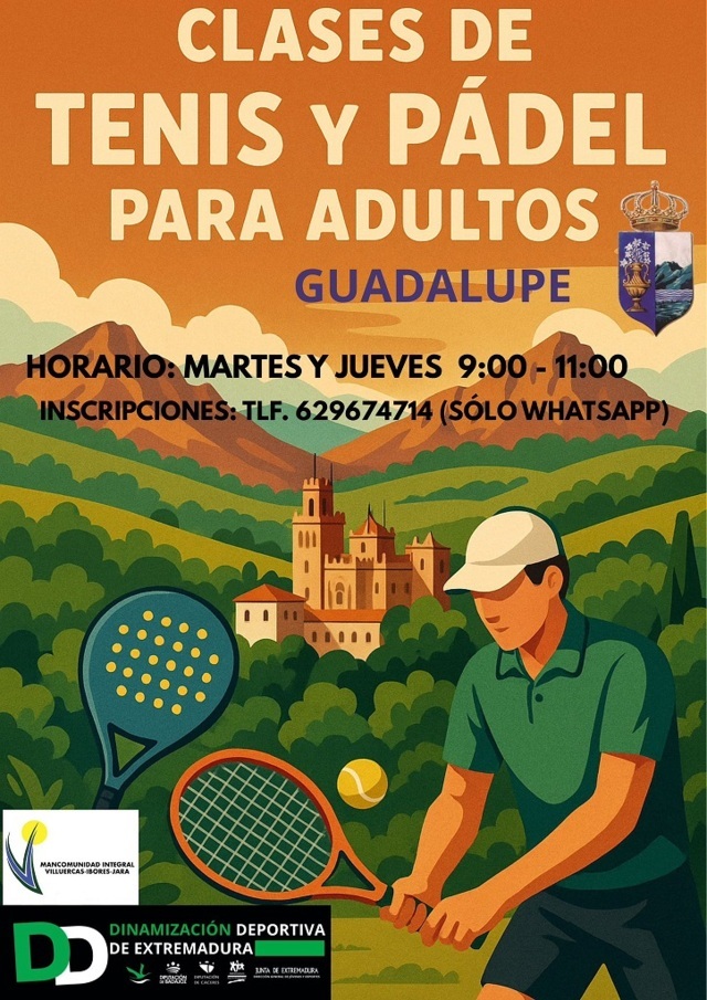 Clases de tenis y pádel para adultos (2025) - Guadalupe (Cáceres)