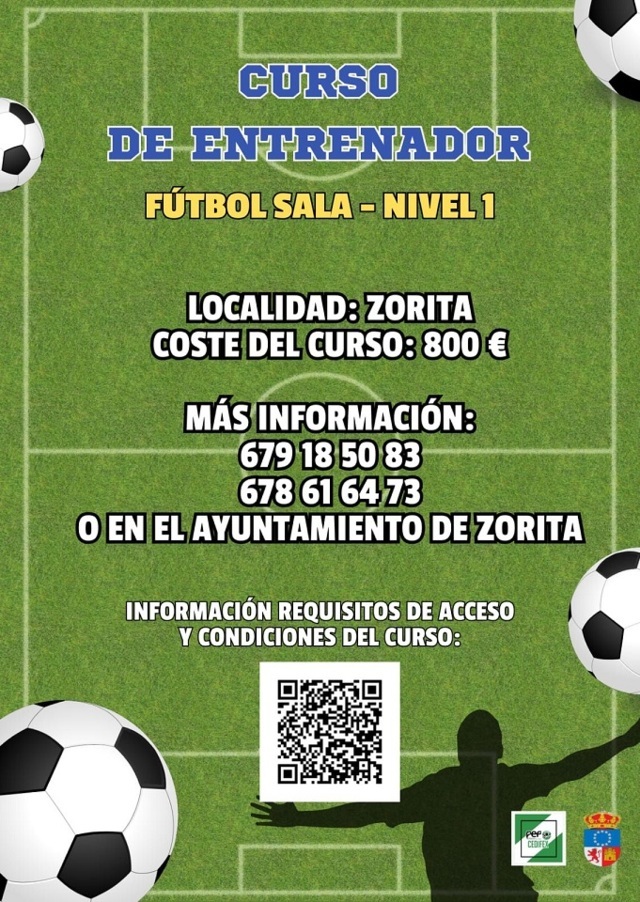 Curso de entrenador de fútbol sala nivel 1 (2025) - Zorita (Cáceres)