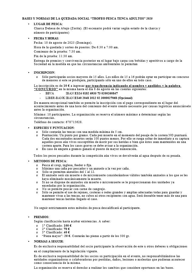 Concurso de pesca para adultos (2025) - Zorita (Cáceres) 2