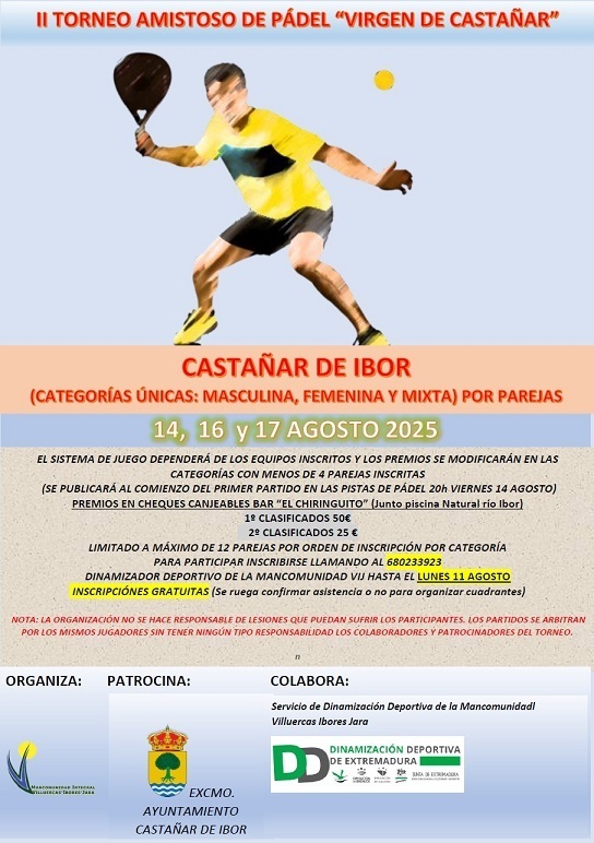 II Torneo de Pádel 'Virgen de Castañar' - Castañar de Ibor (Cáceres)