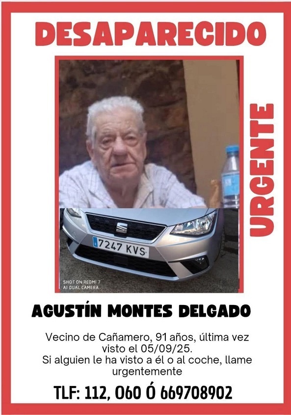 Desaparece un hombre llamado Agustín Montes (2025) - Cañamero (Cáceres) 1