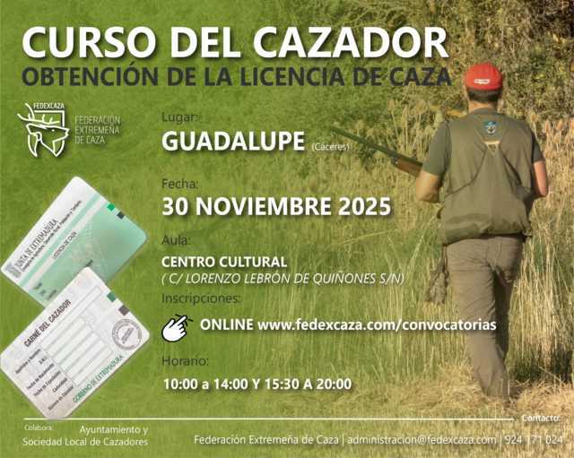 Curso para la obtención de la licencia de caza (2025) - Guadalupe (Cáceres)