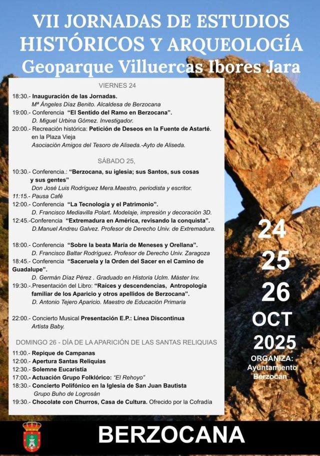 VII Jornadas de Estudios Históricos y Arqueología del Geoparque Villuercas Ibores Jara - Berzocana (Cáceres)