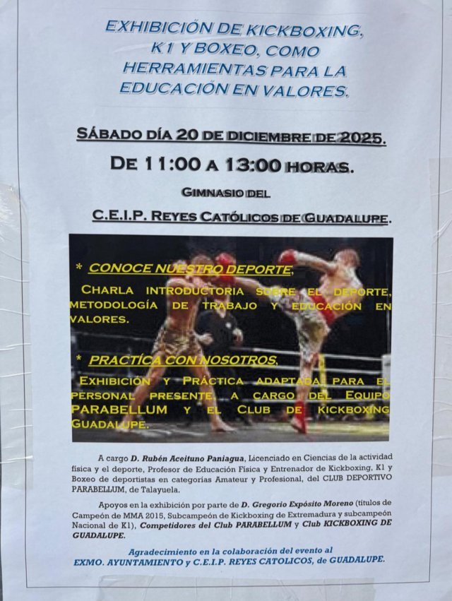 Exhibición de kickboxing, K1 y boxeo (2025) - Guadalupe (Cáceres)
