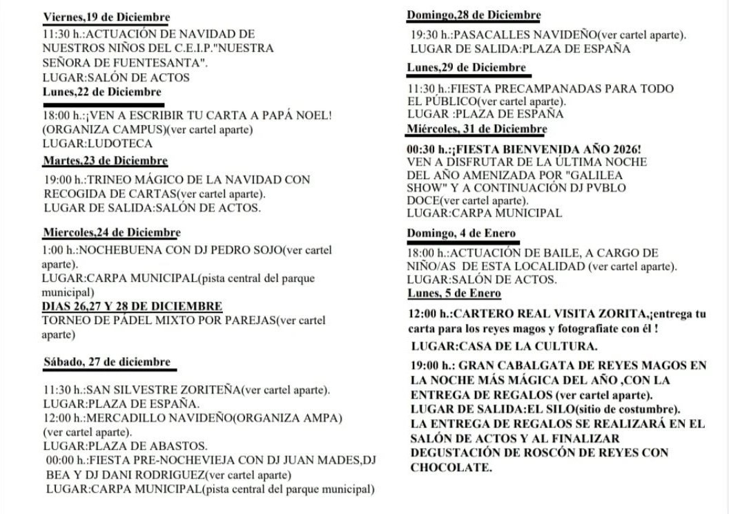 Programa de Navidad (2025) - Zorita (Cáceres) 2