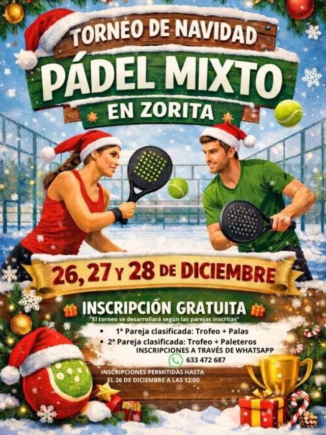 Torneo de Navidad de pádel mixto (2025) - Zorita (Cáceres)