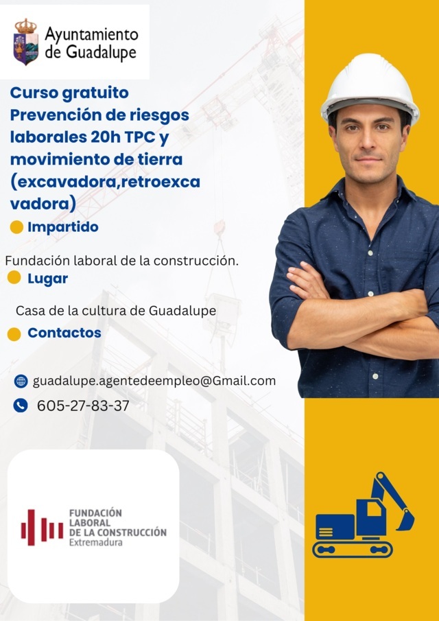 Curso de prevención de riesgos laborales y movimiento de tierra (2026) - Guadalupe (Cáceres)