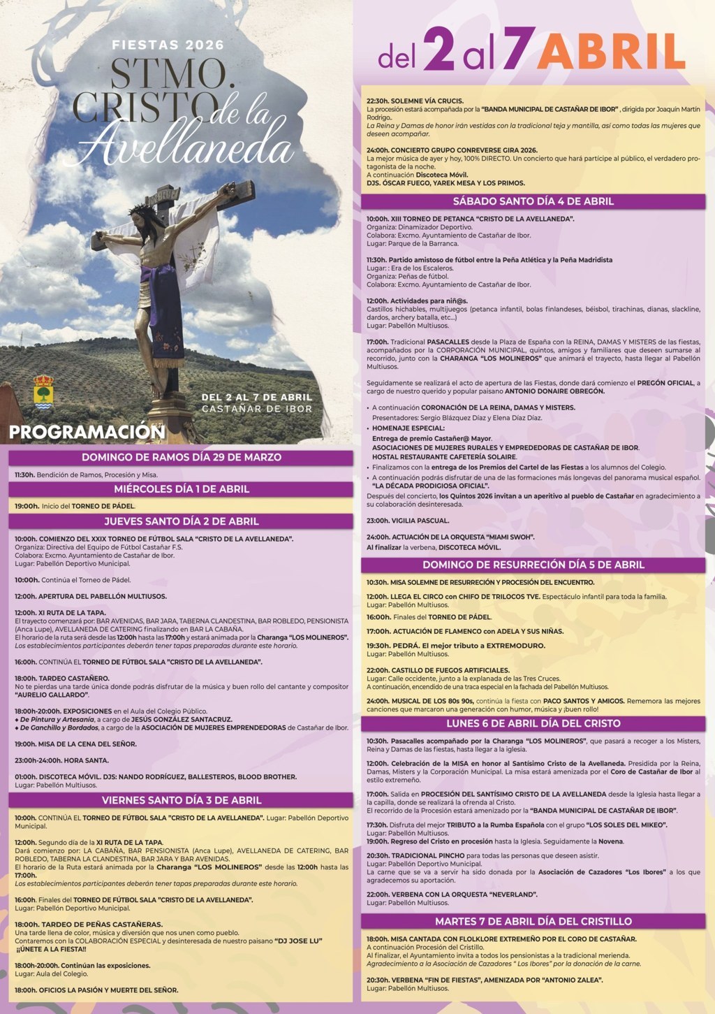 Fiestas del Santísimo Cristo de la Avellaneda (2026) - Castañar de Ibor (Cáceres)