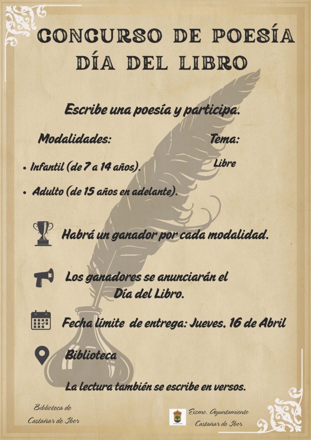 Concurso de poesía del Día del Libro (2026) - Castañar de Ibor (Cáceres)