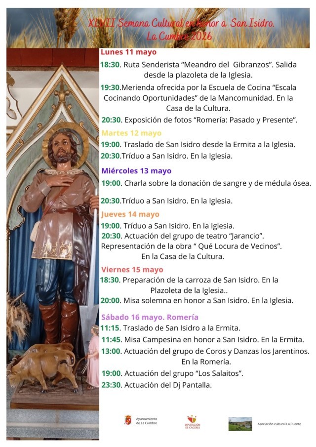Semana Cultural en honor a San Isidro (2026) - La Cumbre (Cáceres)