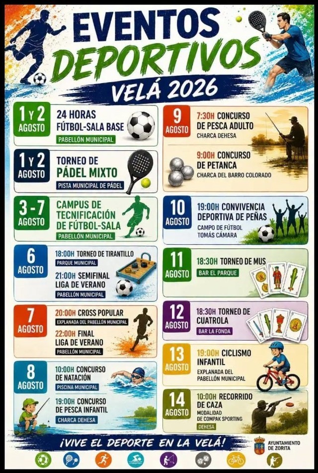 Actividades deportivas Velá (2026) - Zorita (Cáceres)