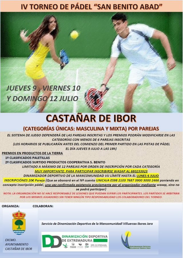 IV Torneo de Pádel San Benito Abad - Castañar de Ibor (Cáceres)