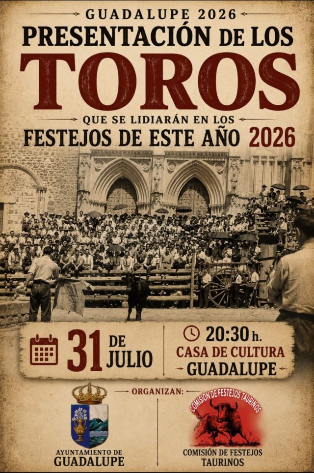 Presentación de los toros de los festejos taurinos (2026) - Guadalupe (Cáceres)