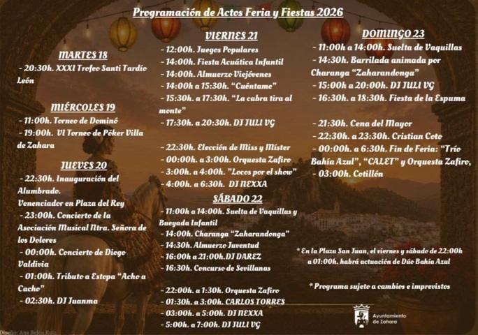 Ferias y fiestas (2026) - Zahara de la Sierra (Cádiz) 3