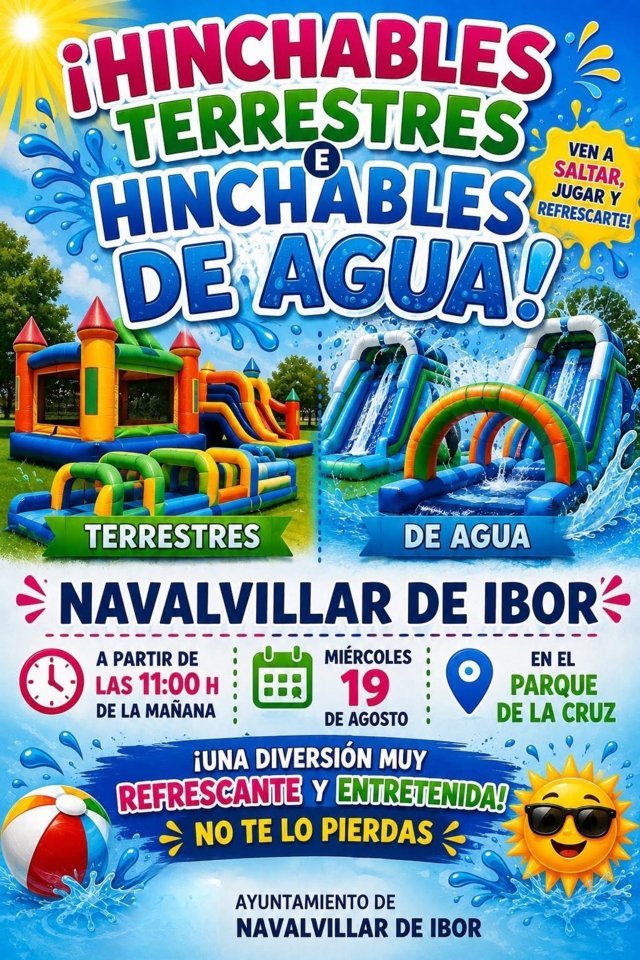 Hinchables terrestres y de agua (2026) - Navalvillar de Ibor (Cáceres)
